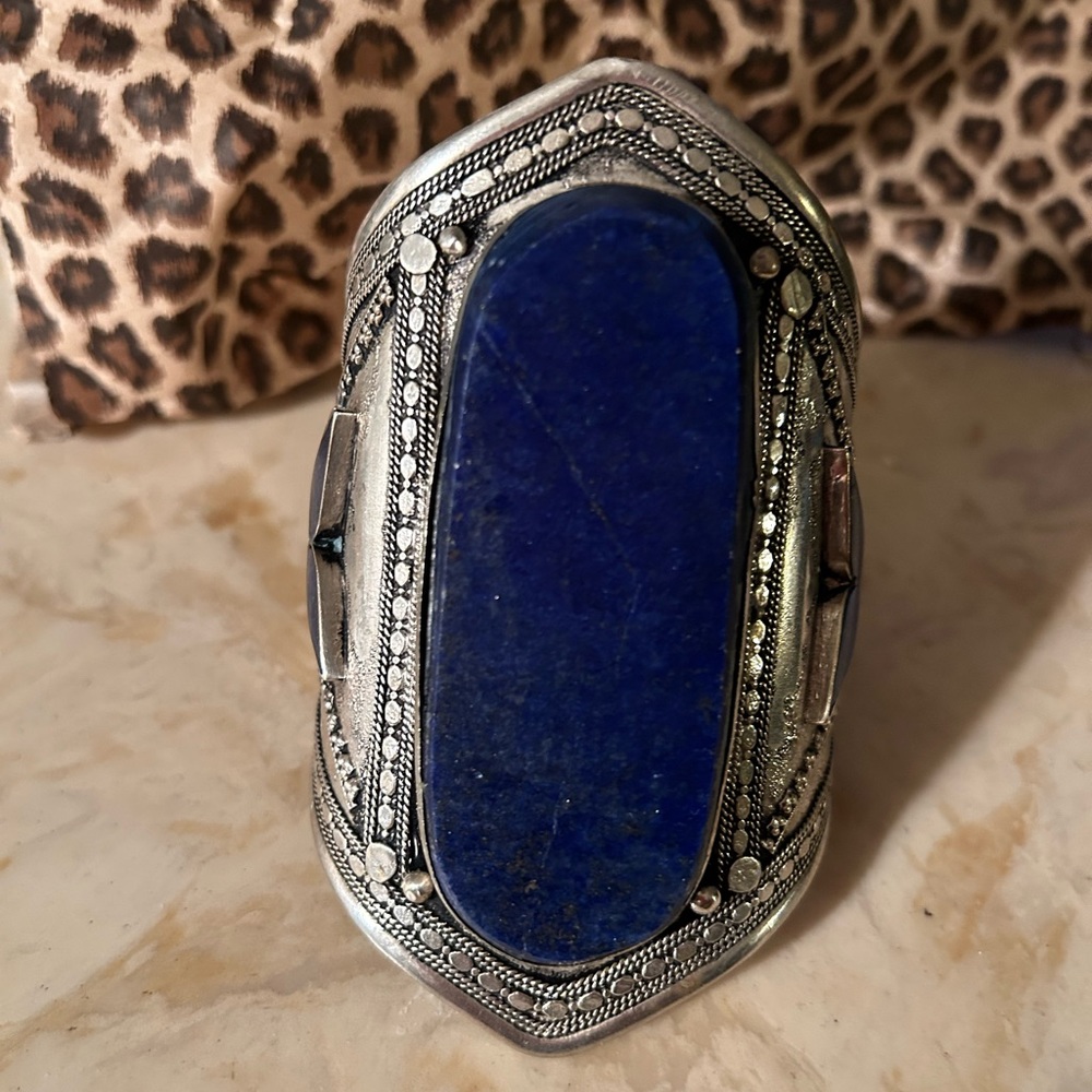 Fabulous Large Lapis and Silver Men’s Bracelet